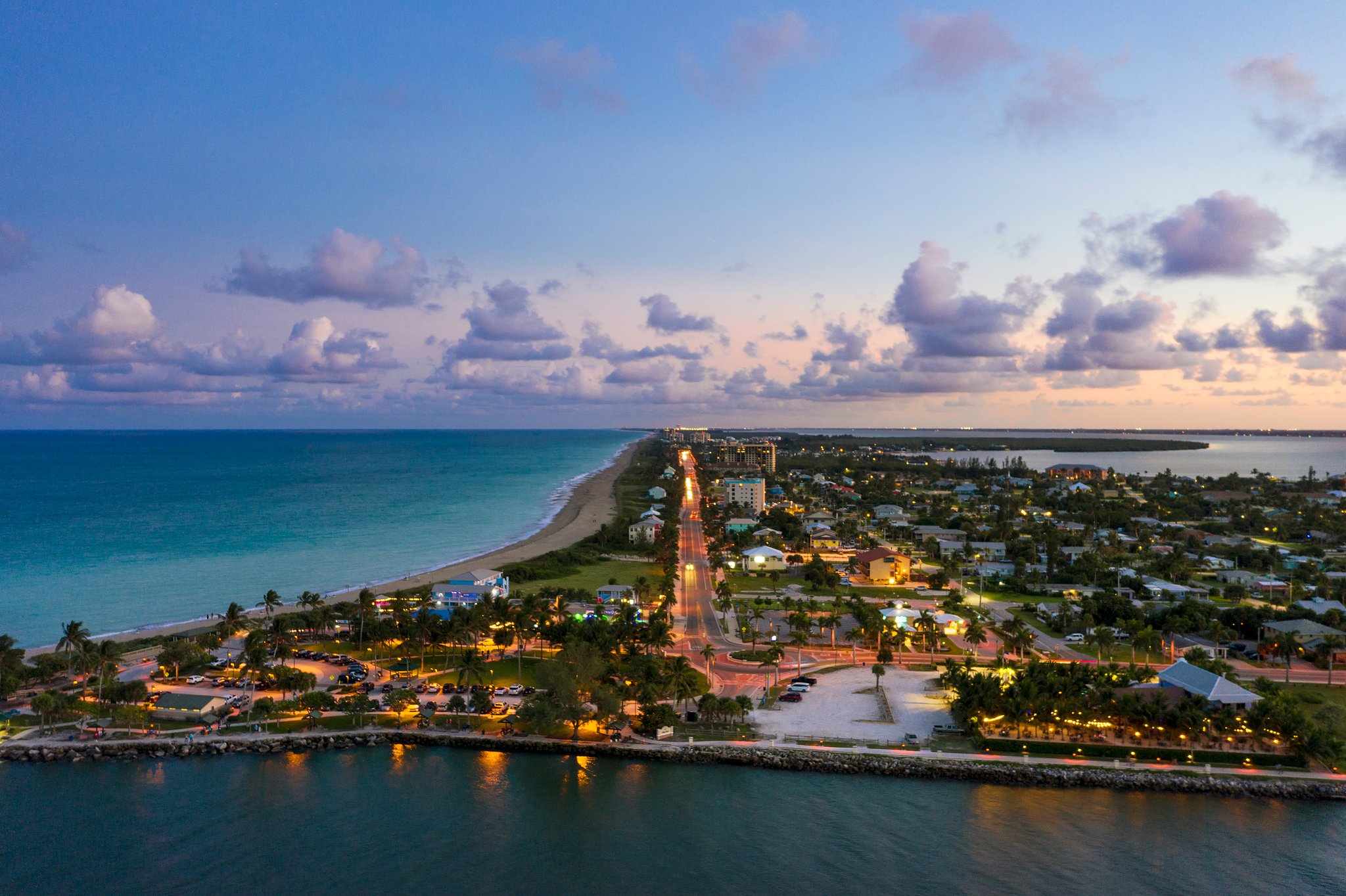 Aerial view of St. Lucie County waterways and neighbourhoods